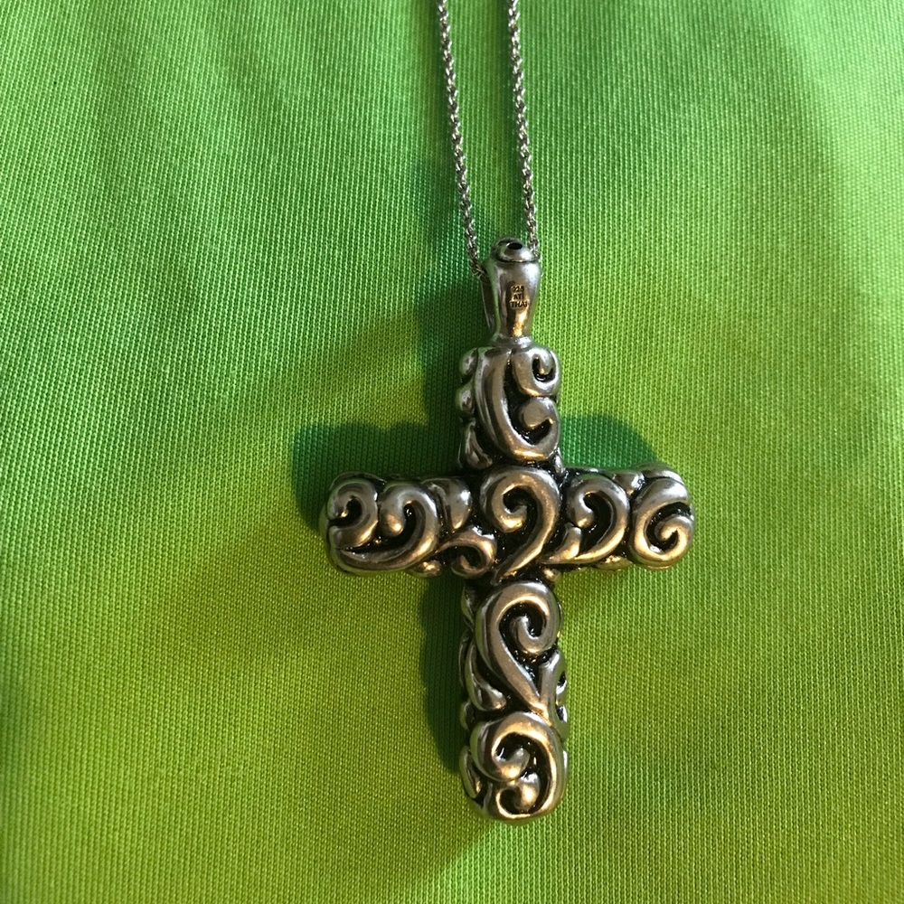 - Sterling Silver Baroque Cross w Sterling Chain NWT